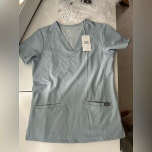 Figs Light Blue V-Neck Scrub Top
